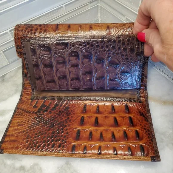 Brahmin Croc Embossed Continental Wallet with Checkbook Cognac - Picture 5 of 7